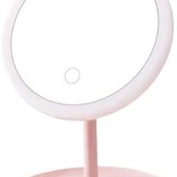 KIRA LED Makeup Mirror with Lights Round Make-up Mirror Magnification Lighting Cosmetic Mirror with Night Light for Women-0