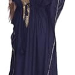 Shri Ganesh Impex Maxi Relaxed Fit Kaftan for Women, Pure Cotton Nighty, Loungewear Kaftan | Hand Block Printed Women Nighty | Free Size Blue-image-77