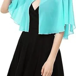 sun-rose fashions Women's Soft Chiffon Capelets: Soft Shawls, Capes Cover up and Wraps for Elegant Dress | Free Size-picture-7