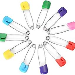 Looks Like fashion Stainless Steel Safety Pin Saree pin Hijab pin Nappy pin Double Lock for Women and Girls Multicolor (Pack of 12)-14