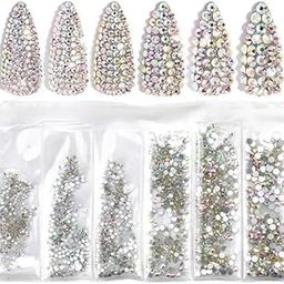 Rhinestone Crystal Diamond Glass Nail Rhinestone 1440 Pack Silver Flatback Gems Stones for Nails Decorations-14