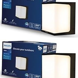 PHILIPS 8-watt LED Square Shape Wall Light | Rain IP-65 Water Proof Wall Lamp for Outdoor Decoration | Colour : Warm White, Pack Of 2-20