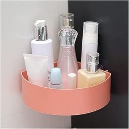 VINWWUK Round Bathroom Shelf soap Toothbrush Box Bathroom Rack Holder Towel Hanger Shower Rack Organizer Strong Adhesive Organizer Wall Shelves 1 Rack with 2 Adhesive Stickers-image-78