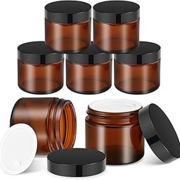 Bumobum 2 oz Glass Jars with Lids, 7 pack Small Jars with White Labels & Inner Liners, Multicolor 60 ml Empty Round Cosmetic Containers for Sample, Powder, Cream, Lotion, Spice-45