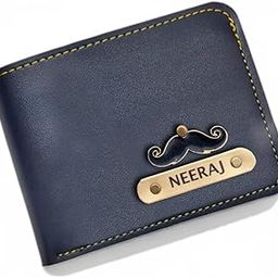 Leather Customized Purse Wallet with Name & Charm for Men & Boys || Unique Birthday/Anniversary/Valentine's Gift for Men - Blue Wallet-image-11