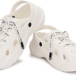 Funky White Lace-up Clogs, EVA Material, Platform Heel 3.5 cm, Summer Casual Slippers-image-99