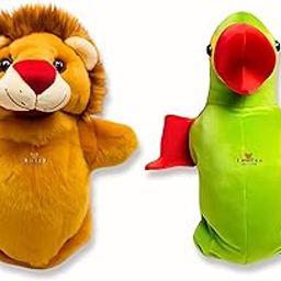 Chamantricks Storytelling Plush Puppets | Lion | Parrot | Animal & Bird Hand Puppets for Kids (Pack of 2)-5