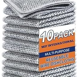 MIP INTERNATIONAL® (10 Pack) Non-Scratch Dish Wash Cloth, Steel Wire Dish Cloth, Wire Dishwashing Rags Stainless Steel Scrubber Non-Scratch Wire Dishcloth for Washing Dishes Sinks Counters-image-20