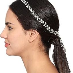 Beautiful Stones, and Crystals Hair Tiara with Flexible Wire Hair Accessories for Girls and Women (White & Silver, Pack of 1)-image-43