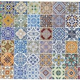 UJEAVETTE Rectangle Digital Printed Decor Tablecloth Bohemia Grid-image-1
