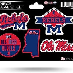 Rico Industries NCAA Mississippi Ole Miss Rebels 5-Piece Die-Cut Decal Sheet-image-17