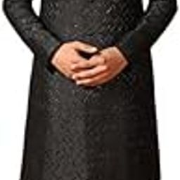 Men's Kurta Indo-Western Sherwani Churidar Set, Black Jacquard, Woven Regular Fit Mandarin Collar Long Sleeves-image-54