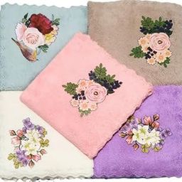 Soft Velvet printed Handkerchief Women Soft Cotton Hankies Ladies hanky set of 4 design and color random ||1||-41