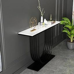 Brown Art SHOPPEE Elegant Metal U Side Tables Console Sofa Tables End Table with Engineered Wood Top and Metal Frame Coffee Snack Console Tables for Living Room Or Corridor Hallway (Black)-18