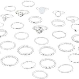 Silver Tone Set Of 30 Stunning Stackable Finger Rings For Women-ZPFK17692-31