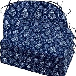 cozyide Outdoor Chair Cushions, Waterproof Patio Seat Cushions with Adjustable Straps, Round Corner Patio Chair Cushions for Garden, Indigo Badge, 17x16x2 Inch (Pack of 4)-image-61