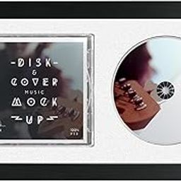 TAYRTVO CD Music Frame 8" x 12" with Black Matting Display Disc and CD Box Made by Solid Wood Frame-26