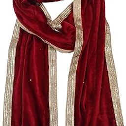 Men's Narrow Stole Dupatta in velvet With Cutwork Border for Kurta/Sherwani/Achkan/Suit (length-2.25m, Width -37cm) Pack of 1-image-50