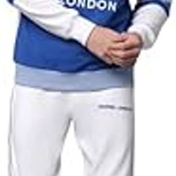 Men's Basic White Zipper Cotton Fleece Tracksuit-image-71