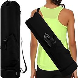SPNOR Yoga Mat Bag with Water Bottle Pocket and Bottom Wet Pocket, Exercise Yoga Mat Carrier Multi-Functional Storage Bag-image-61