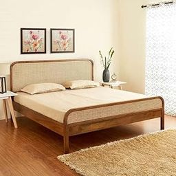 Space Galaxy Wooden Single Bed Without Storage | Single Cot Wooden Palang | Space Saving Cane Queen Size Bed for Bedroom | Sheesham Solid Wood | Natural Finish-image-29