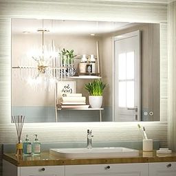 BUNGALOW MERCER Modern LED Vanity Mirror – Wall-Mounted Lighted Bathroom Mirror with Defogger, Dimmable Brightness, 3 Color Options(45x60-image-54