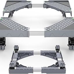 Fridge Stand Adjustable Refrigerator Stand with 4 Wheels Universal Washer and Dryer Stand Heavy Duty Washing Machine Pedestal Fridge Platform for Dorm Appliance Universal Base (Grey)-image-5