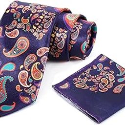 Tie for Men – Micro Silk Neck Ties Set with Cufflinks Flower Pin, Pocket Square & Black Gift Box, Combo Necktie Sets for Office Wear, Formal Suits & Weddings (0, FDAXPN1)-image-94