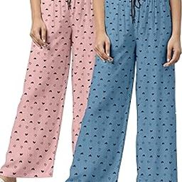 Relax Fit payjama with Floral Prints, Breathable Cotton Fabric with Drawstring Waistband Closure, for Women |Pack of 2-image-10