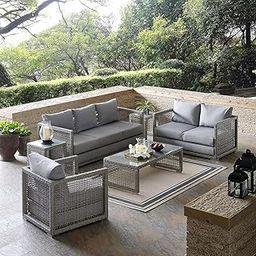 Mymigos Outdoor Wicker Hand Woven 4 Pieces Sectional Patio Furniture,All Weather Conversation Sofa Set with Thick Cushions for Courtyards, Pools, 17-image-55