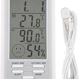 COZIESS 1Pack, Waterproof Digital Humidity Meter with Clock | Electronic Temperature Measurement Tool for Home/Office with Internal & External Sensors - Large Display-image-87