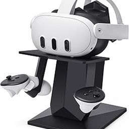 VR Stand for Accessories Compatible with Meta Quest 3/Meta Quest 2 – Headset Display Holder with Controller Mount Station-16