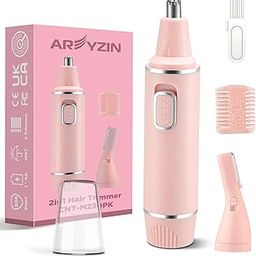 Eyebrow Trimmer for Womenr - Waterproof Painless Women's Nose Hair Trimme for Nose, Ear | Compact Travel Size Hair Remover with Powerful Motor | Ladies Grooming Kit Essential, Pink-image-39
