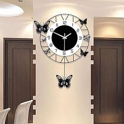 VVIC MART Home Decoration European Peacock Analog Wall Clock Crystal Luxury Living Room Creative Personality Art,Metal,Blue,Birds (Style-25, 40CM)-14