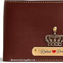 Men's Personalized Wallet I Customized Slim Stylish Leather Purse with Name & Charm I Unique Birthday Anniversary Gift for Men Boy Love Husband Employees Clients - Brown-image-22