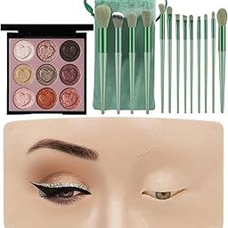 Beauty 3-in-1 Combo Pack Featuring 9 Color Eyeshadow Palette, 13-Piece Makeup Brush Set, and Makeup Practice Face-6