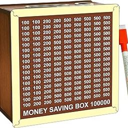 Money Saving Box for Kids and Adults | Wooden Money Bank with Lock | Big Size Piggy Bank 2 Lakh Target | 1 Lakh Saving Box with Numbers | Undiyal Hundi Pig Bank (1 Lac Money Box)-4