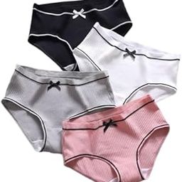 Women Soft Breathable Cotton Underwear Panties Stripe Bow Seamless Underpants Hipster Panty (Multicolor_Free Size)-image-94