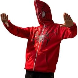Men's Cotton Red Spider Man Full Zipped Hoodies Trendy and Comfortable (Red)-image-13