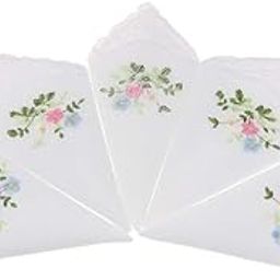 3NH 5Pcs Womens White Flower Embroidery Cotton Lace Handkerchiefs Hanky 01-39