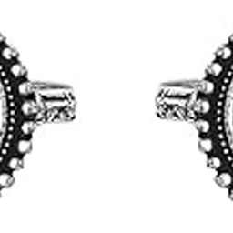 Shaanvi Black Stone Silver Oxidised Toe Rings for Women-image-2
