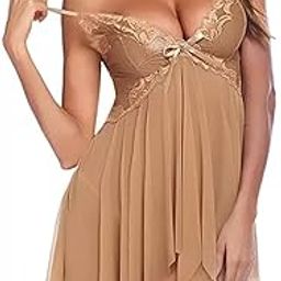 Babydoll Lingerie for Women Free Size Babydoll Dress-Honeymoon Lingeries (Cream, Free Size, DL-5-C)-image-89