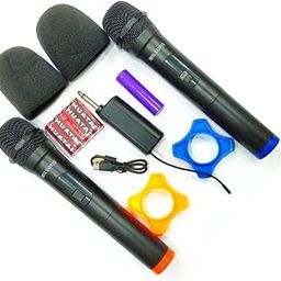 Wilsons Set of 2/ Dual Wireless Microphones, UHF Karaoke Dynamic mic with Type C Rechargeable Receiver 6.35mm Jack, 30-50 Meter Cordless Range for Speech, Anchoring & Singing-image-90