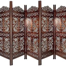 The Creatives Decor Handcrafted Wooden Room Divider – 6 Feet Tall 5-Panel Folding Partition Screen for Living Room & Office | Carved Brown Wood Separator for Privacy & Décor-3