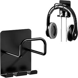 BOIVSHI Headphone Hanger, Magnetic Fastening, Set of 2, Headphone Hooks, Wiring Organization, Headphone Stand, Headphone Hanging, Small, Hanging Storage (Black)-64