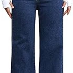 Fashion Dark Blue High Waist Straight Fit Jeans for Women Stretchable Wide Leg Denim Jeans (WJ-S11-$)-image-68