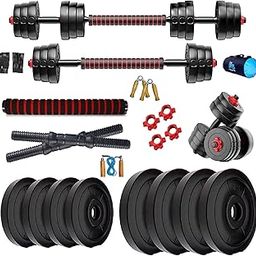 Bodyfit Dumbles Gym Set, Home Gym Weight Plates + 3in1 Extension-Convertor Rod, Star Dumbbell Rods Pair, Exercise Set, 1 Gym Bag. (20kg Weight Plates)-image-39