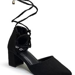 Women 2.5 Inch Block Heel Suede Fabric Pumps Bellies Sandal-image-10