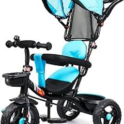 Luusa® TFT-500 Tricycle with Canopy Plug N Play Kids/Parental Control, Cushion seat and Safety Guard Rail for Age Group 2+ Years Boys/Girls/Carrying Capacity Upto 30-KGS (Iceblue)-image-23