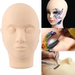 Osen Creations Mannequin Head, Practice Training Head,Make Up and Lash Extention,Cosmetology Doll Face Head,Soft-Touch Rubber Practice Head,Easy to Clean by Skincare Essential Oil. (1 Pcs)FREE TABLE CLUMP-52